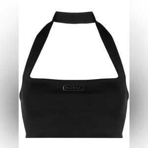 MONSE Black Logo Plaque Halter Top XS